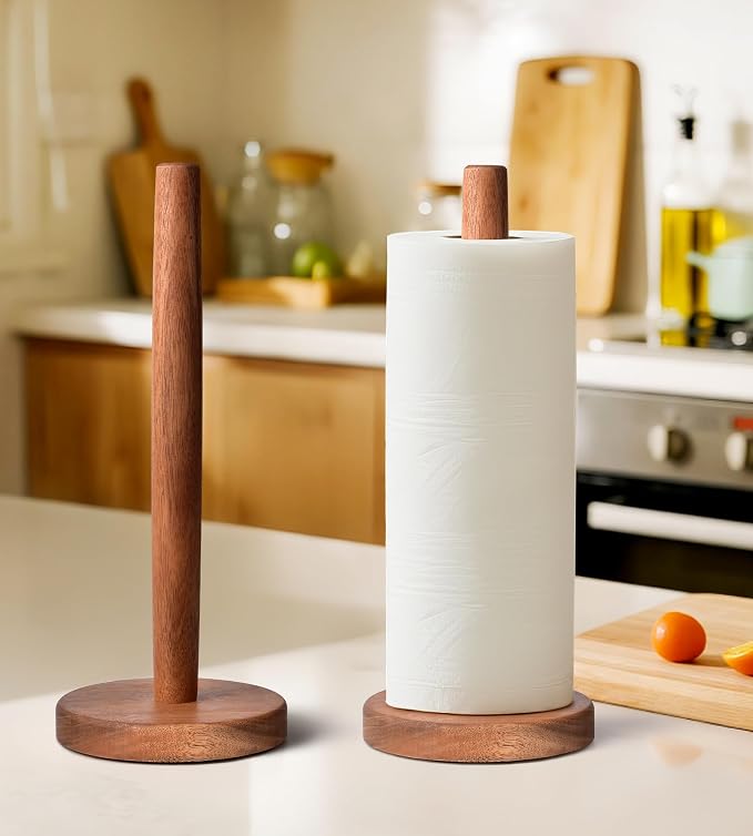 KitchLife Acacia Wooden Paper Towel Holder Countertop - Image 6