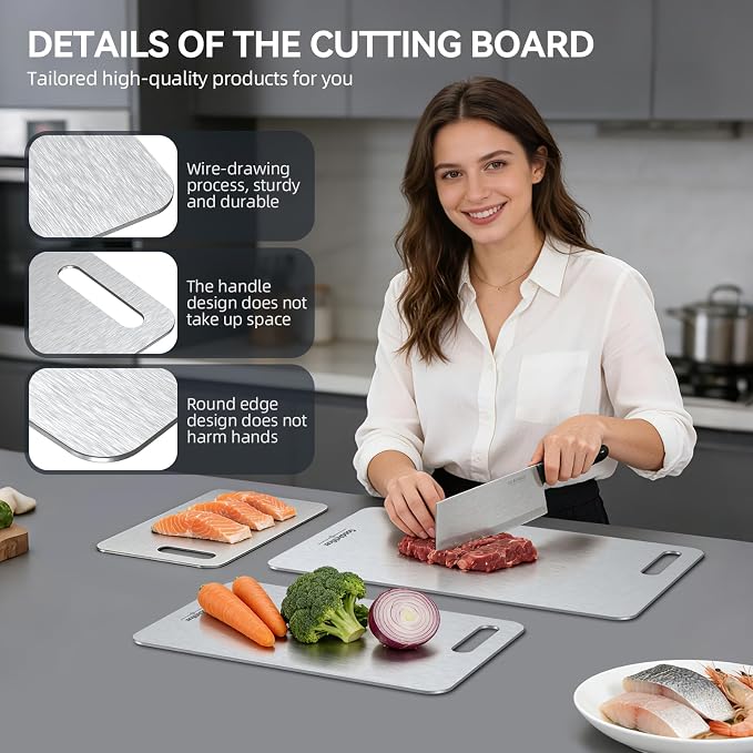 Titanium Cutting Boards Set of 3, 100% Pure Titanium Kitchen Cutting Board - Image 3