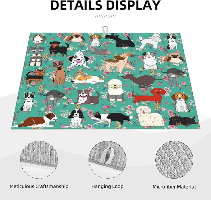 Dog Dish Drying Mat For Kitchen Microfiber Drying Mats Absorbent Reversible - Image 4