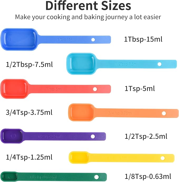 Measuring Cups and Spoons Set 15, 7 Plastic Measuring Cup Set, 7 Spice Long - Image 6
