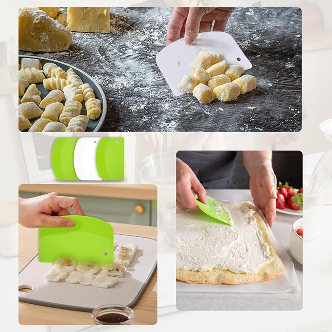 5 Pcs Bench Scraper, Bench Scraper Kitchen 2 Pcs Stainless Steel Dough Scraper - Image 6