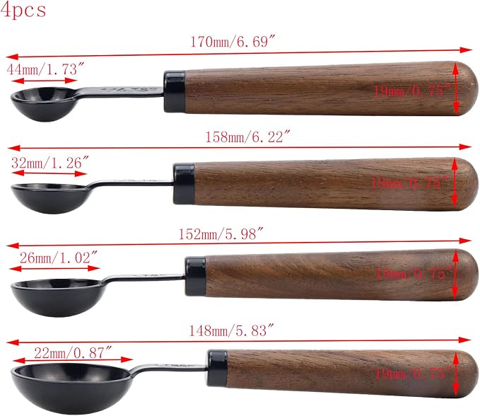 Set of 4 Measuring Spoons Black Measuring Scoops - Image 3
