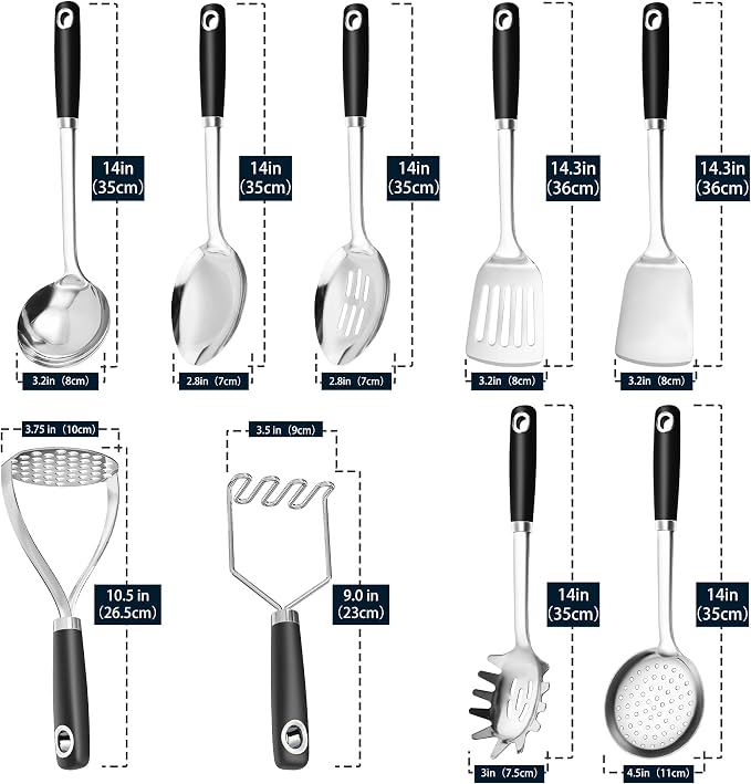 18/0 Stainless Steel Cooking Utensils Set, Heavy Duty Kitchen Utensils - Image 6