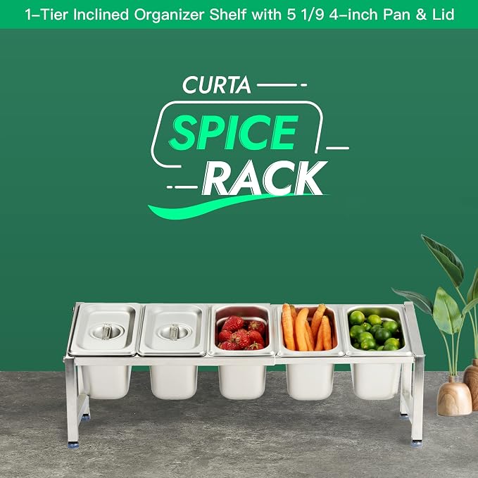 CURTA Expandable 18/8 Stainless Steel Spice Rack Set, NSF Certified, 1-Tier - Image 2