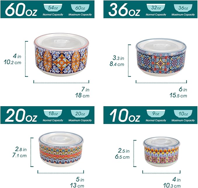 vancasso Serving Bowls with Lids Set of 4, Ceramic Nesting Mixing Bowls - Image 2
