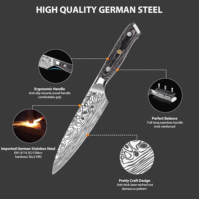 MOSFiATA 4 Inch Paring Knife, Kitchen Knife Fruit Knives - Image 3