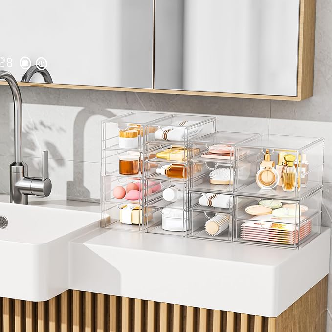 YFXCVSL Clear Stackable Storage Drawers, Acrylic Makeup Organizer - Image 7