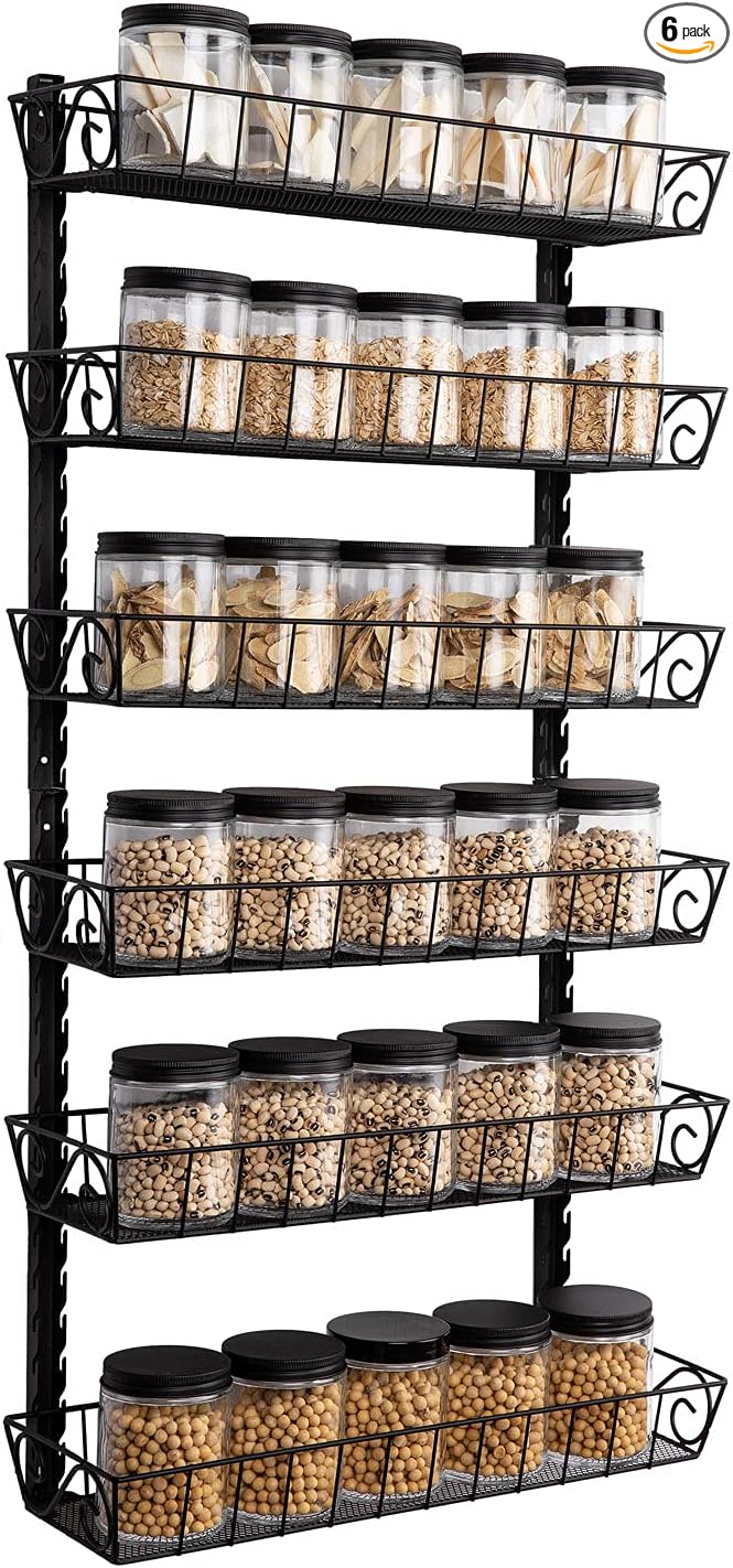 SWOMMOLY Adjustable Wall Mount Spice Rack, 6-Tier Dual-use Organizer by SWOMMOLY