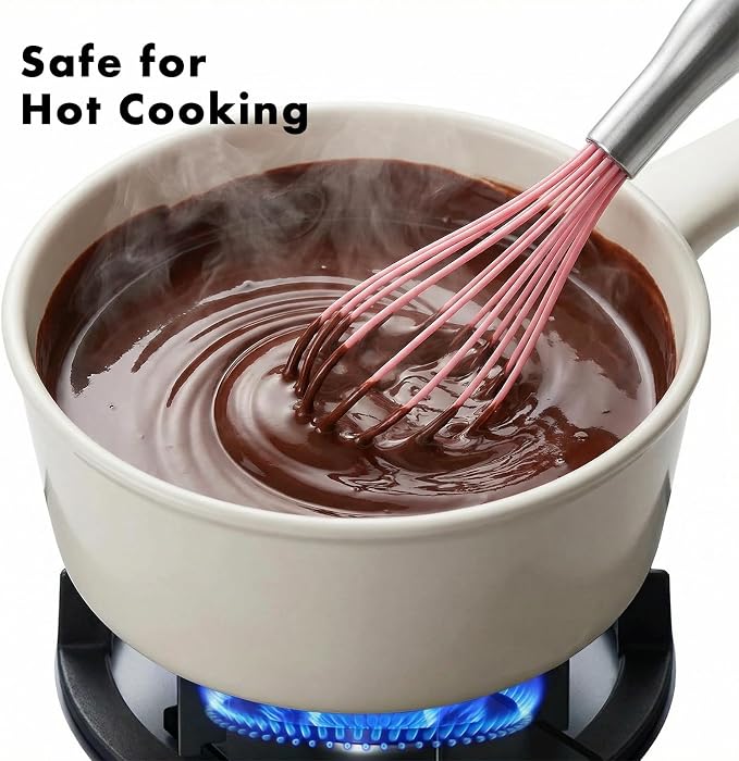 OYV 10-Inch Pink Silicone Whisk, Heat Resistant 480°F Kitchen Whisk - Image 5