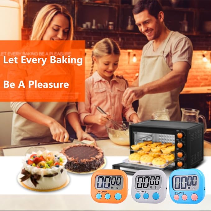 Digital Kitchen Timer, Big Display Screen, Loud Alarm, Strong Magnetic Backing - Image 5