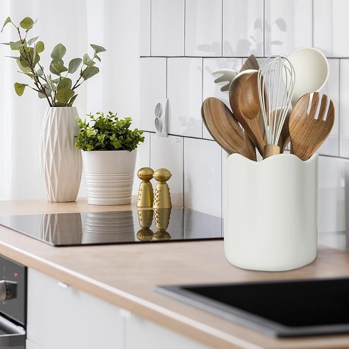 Ceramic Utensil Holder for Kitchen Counter, 6.2" Large Kitchen Utensil Holder - Image 2