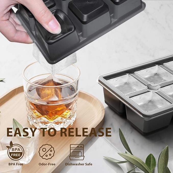 Optish Large Ice Cube Molds, 3 Pack Whiskey Square Ice Molds, 1.8 Inch Big Ice - Image 4