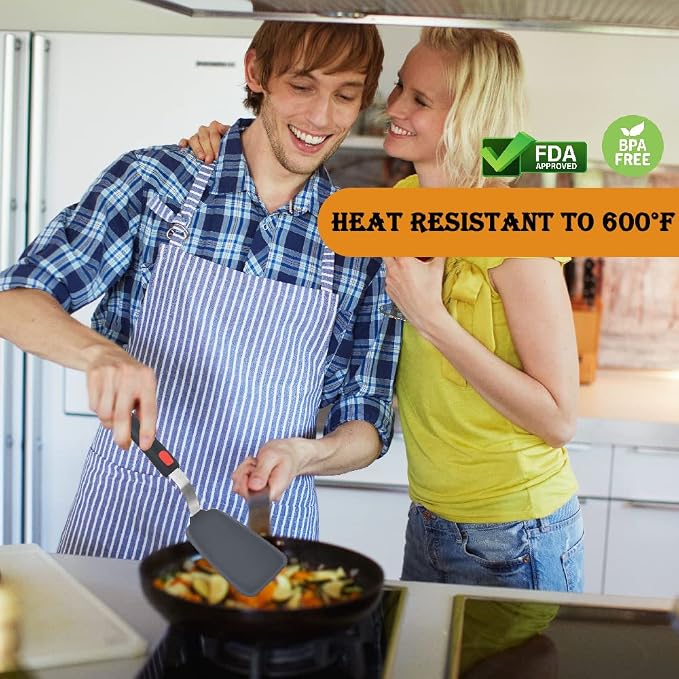 Silicone Spatula Turner Set of 4, Wiztoynia 600°F Heat Resistant Cooking - Image 3