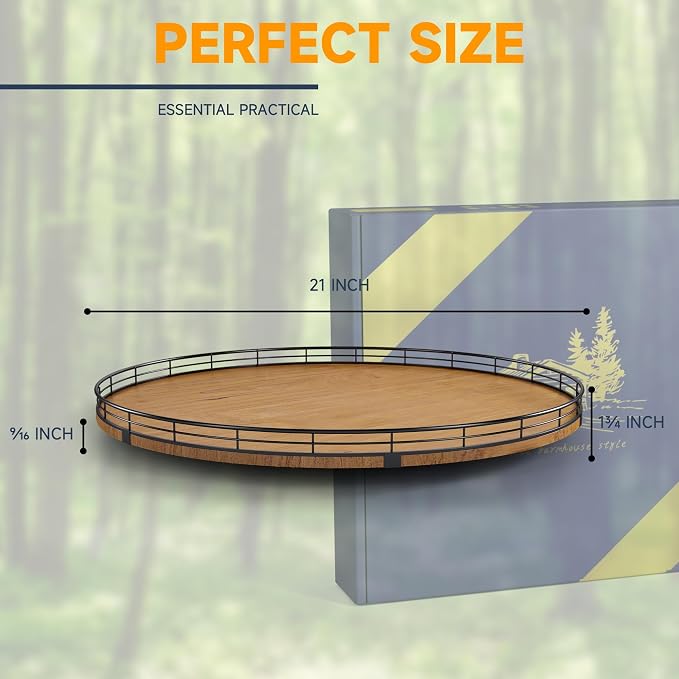 21" Lazy Susan Turntable, Wooden Organizer - Image 4
