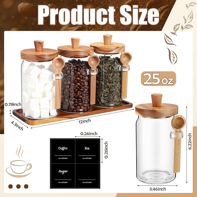 Suclain 3 Pcs Glass Coffee Container - Image 2