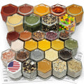Magnetic Spice Jars Combo Pack 29 Pack Refrigerator Hexagon Glass Spice Jar by CROSS+HOMES