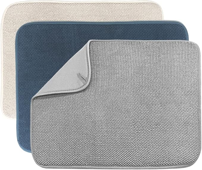 3 Pack Dish Drying Mat, Absorbent Microfiber Dishes Drainer Mats by Ysanciuu