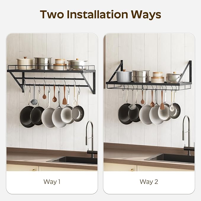 YATINEY Pot Rack, 30 Inch Wall Mounted Pot Rack, Kitchen Pot and Pan Organizer - Image 5