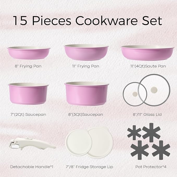 SODAY 15Pcs Pots and Pans Set Non Stick, Cookware Sets - Image 2