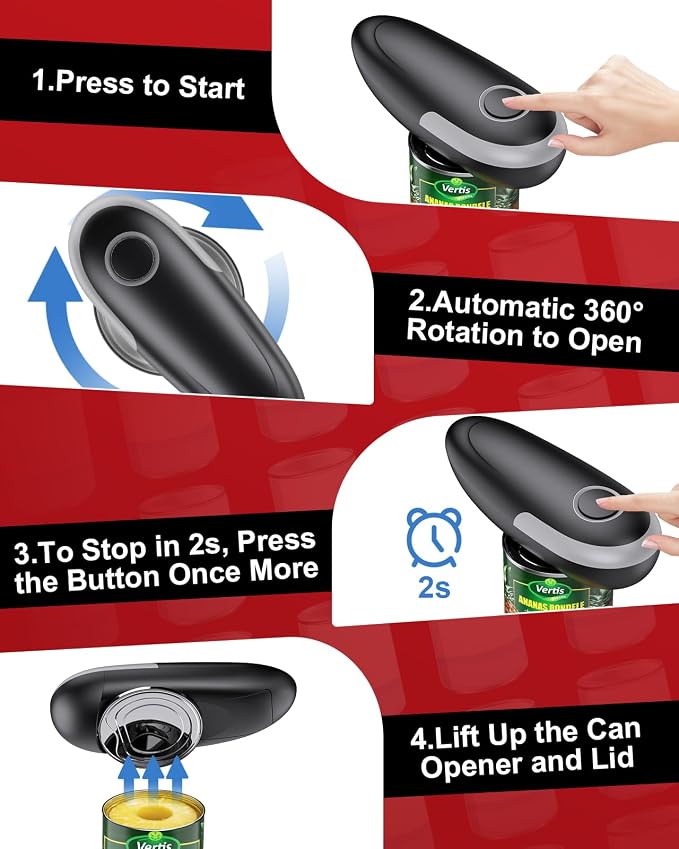 One Touch Electric Can Opener Fits All Can Sizes - Image 5