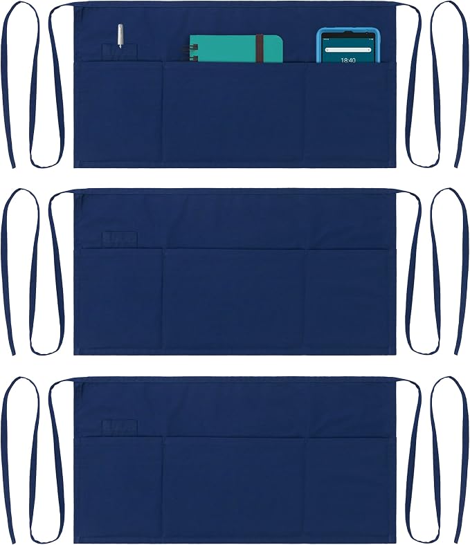 Dreamology Waitress Apron with Pockets, Server Aprons with 3 Pockets, Short & by DREAMOLOGY