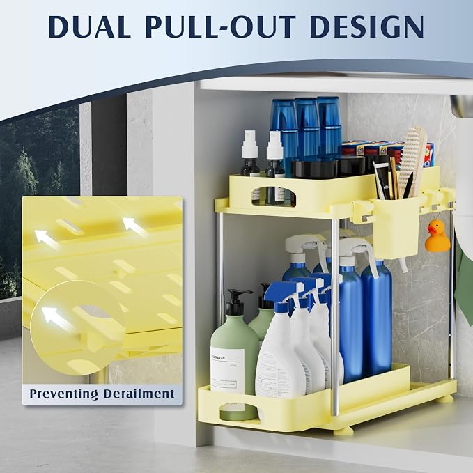VERIFOST 2 Pack Under Sink Organizers and Storage, Height Adjustable Bathroom - Image 4