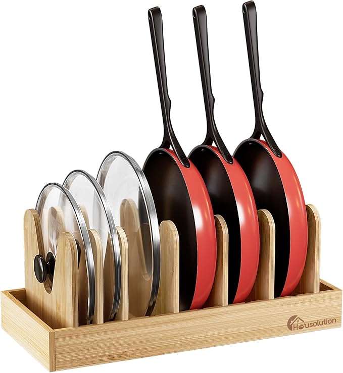 Housolution Bamboo Pot and Pan Organizer by Housolution
