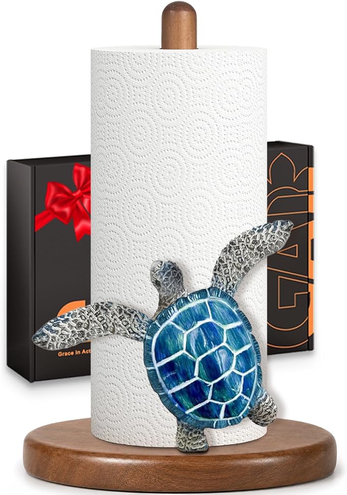 Blue Turtle Paper Towel Holder, Coastal Beach Ocean Home Decor by Unknown