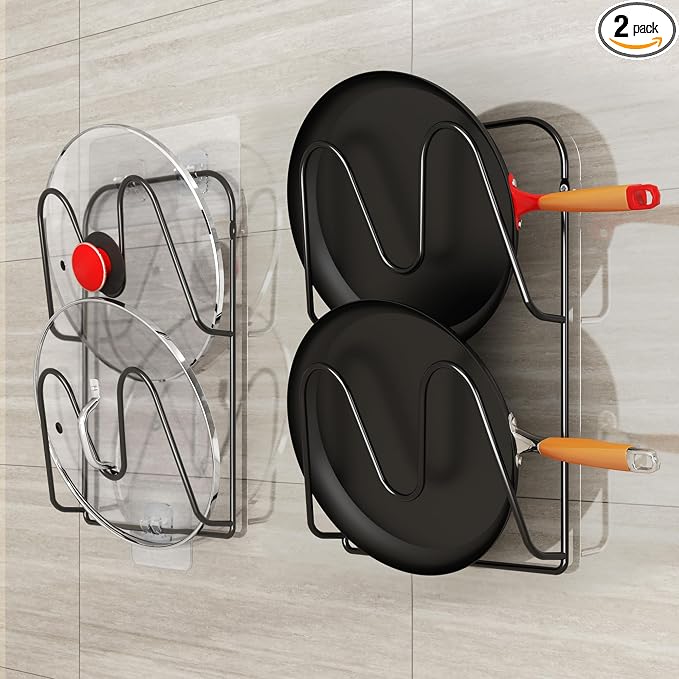 2 Pack Pot-Lid-Organizer, 4-Tier Pots and Pans Lid Organizer Under Cabinet by Unknown