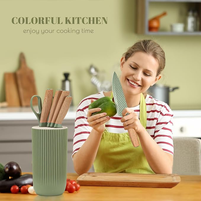 Kitchen Knife Set, Retrosohoo 6-Pieces Green Sharp Knife Set - Image 6