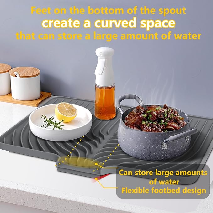 Silicone Dish Drying Mat for Kitchen Counter, 18x12 Inch Dish Drying Rack Mat - Image 4