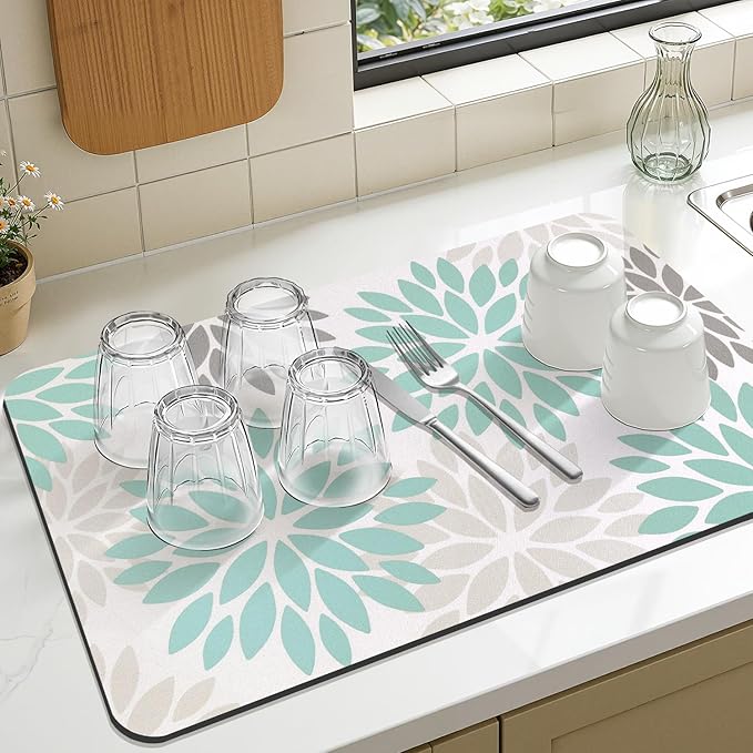 Findosom Floral Dish Drying Mat, Cuttable Drying Mat - Image 6