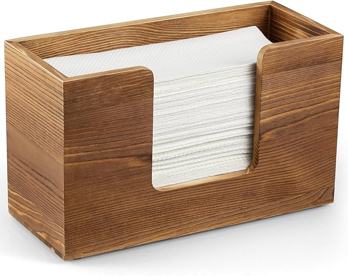 Paper Towel Dispenser Countertop, Burnt Wood Folded Paper Hand Towel Holder by Unknown