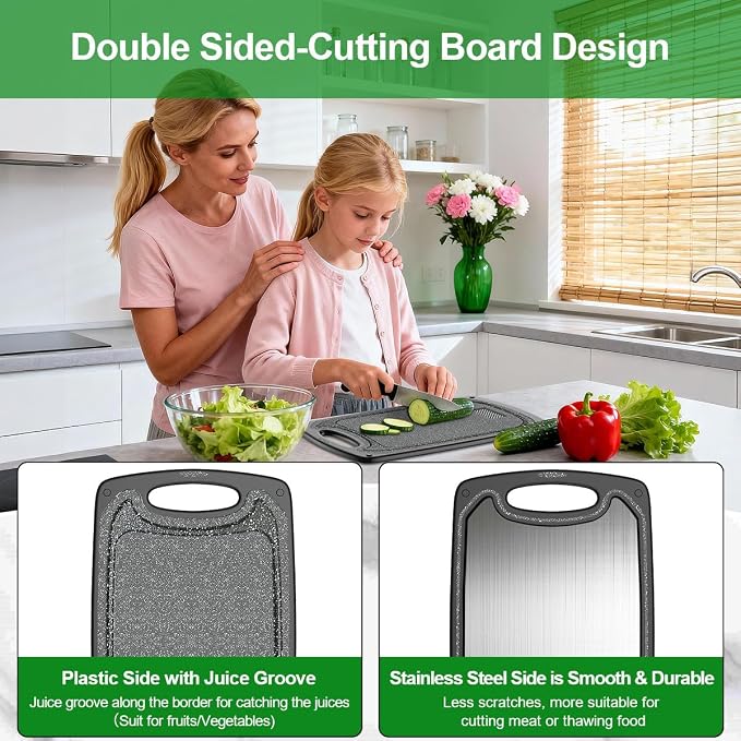 Viretang Metal Cutting Boards for Kitchen, Functional Large Black Plastic - Image 8