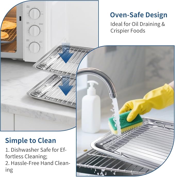 Baking Sheet with Rack Set of 4, Non Toxic & Dishwasher Safe & Easy Clean - Image 5