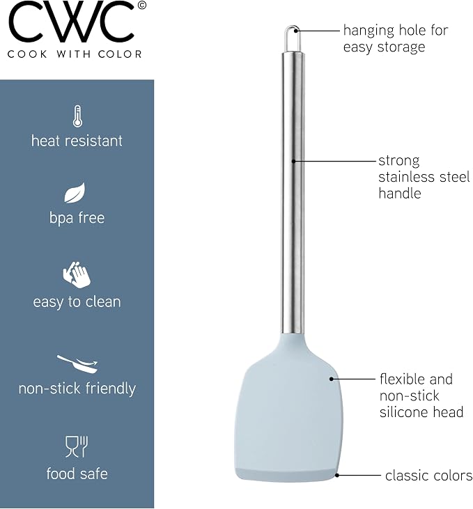 COOK WITH COLOR Silicone Cooking Utensils, Kitchen Utensil Set, Cooking Utensils - Image 7