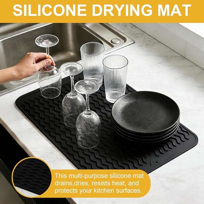 Silicone Dish Drying Mat for Kitchen Counter Eco-Friendly Fast Dry Dish Mat - Image 5