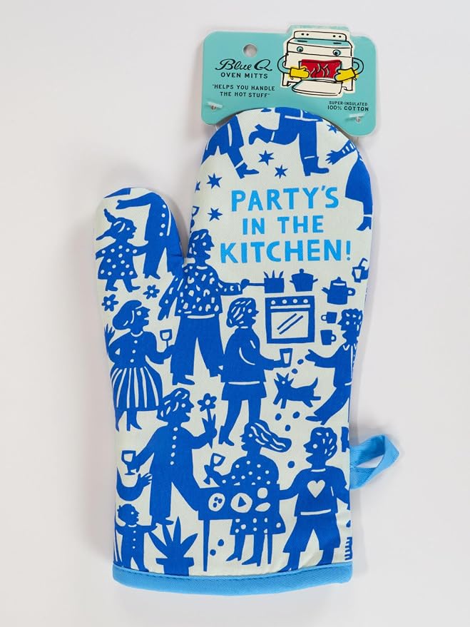Blue Q Party's in The Kitchen Funny Oven Mitts - Image 3