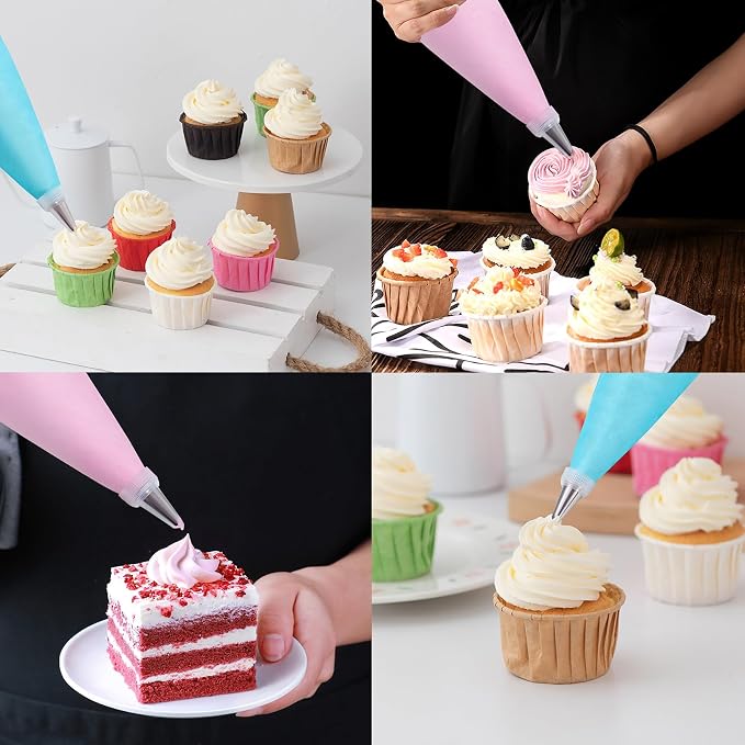 200Pcs Piping Bags and Tips Set, 12 Inch Pastry Bags, Cakes Decorating Kit - Image 5