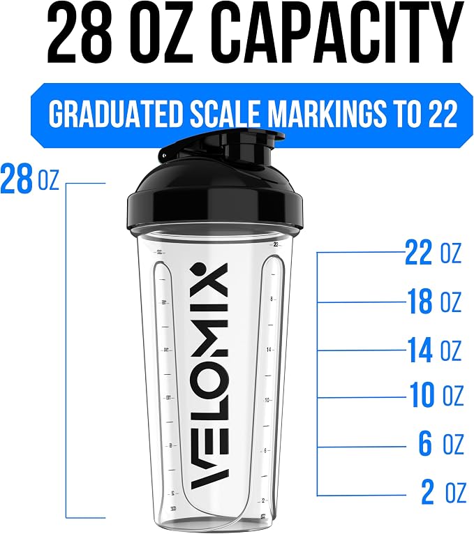 VELOMIX -2 Pack- 28 oz Protein Shaker Bottles - Image 4