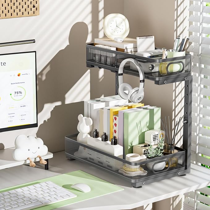 Under Sink Organizer 2 Pack, High Adjustable 2 Tier Under Sink Organizers and - Image 9