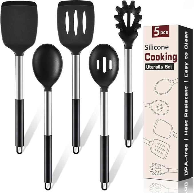 5Pcs Silicone Cooking Utensils Set, Heat Resistant Kitchen Tools Include by Unknown