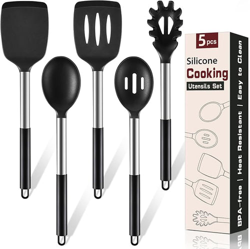 5Pcs Silicone Cooking Utensils Set, Heat Resistant Kitchen Tools Include by Unknown