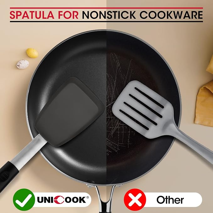 Unicook Flexible Silicone Spatula, 600°F Heat Resistant Silicone Turner - Image 4