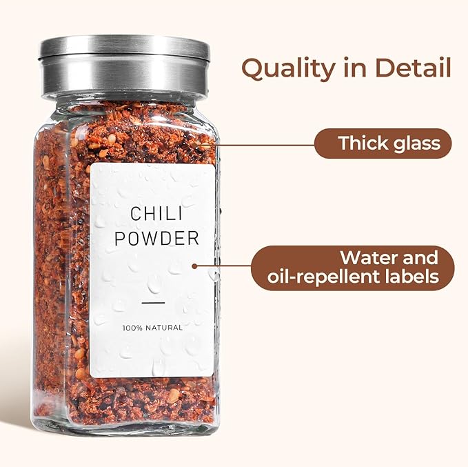 ComSaf Spice Jars with Shaker lids Adjustable, 4oz 6PCS, 9 DIY Labels, Spice - Image 6