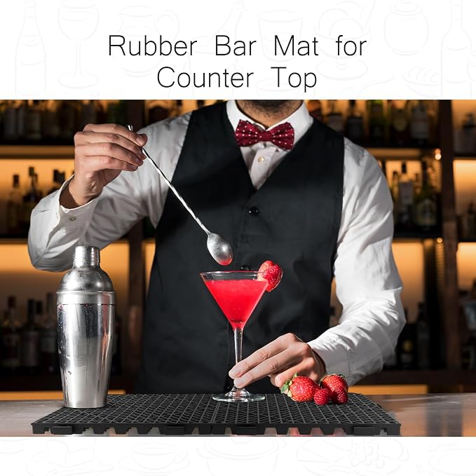 Tioncy 18 Pcs Bar Countertop Supplies Interlocking Mats 12 x 12 Inch Rubber - Image 5
