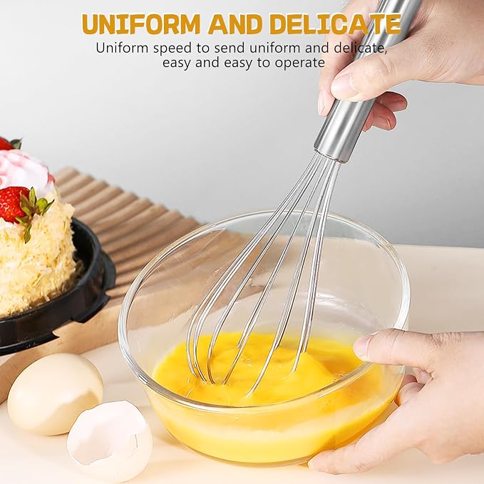 NileHome Stainless Steel Whisk 8" Hand Blender + 10" Semi-Automatic Rotary - Image 5