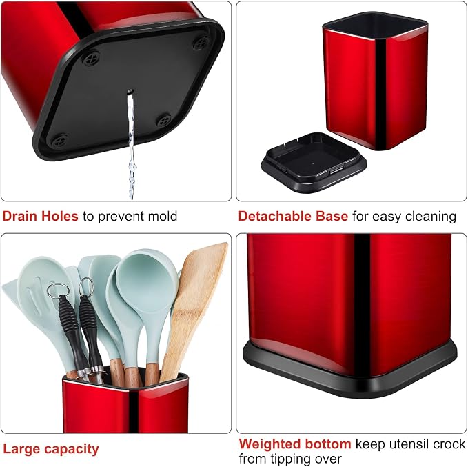 RedCall Stainless Steel Kitchen Utensil Holder - Image 4
