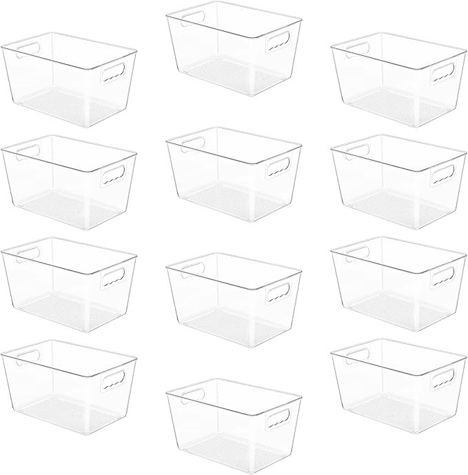 YIHONG 12 Pack Clear Pantry Organizer Bins, Plastic Containers by YIHONG