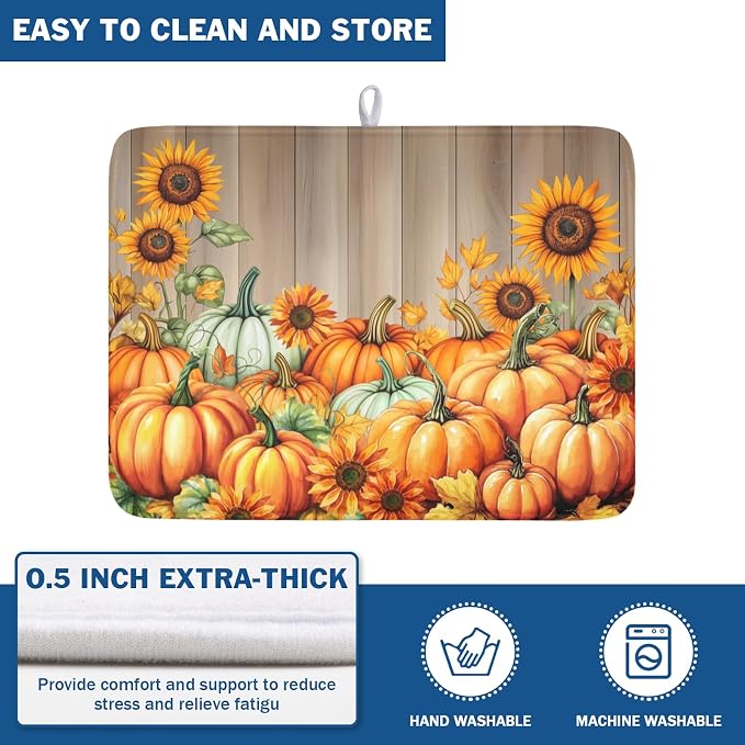Fall Orang Pumpkin Dish Drying Mat - Image 5